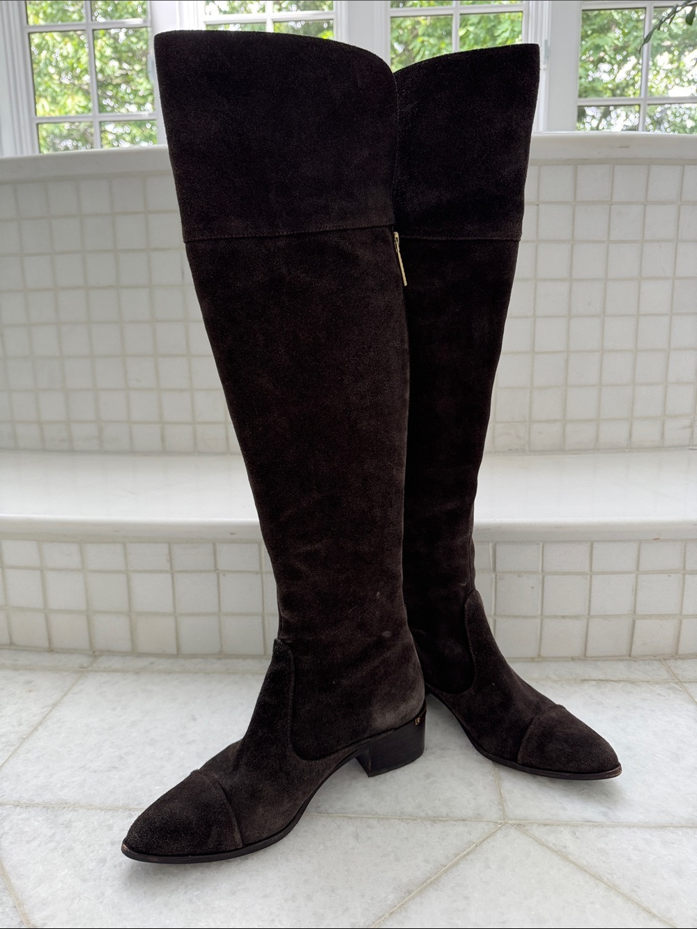 Donald J. Pliner Over-the-Knee Suede Boots - Dark Brown, 8